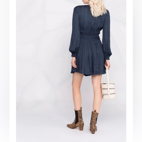 Maje Navy Flowing Satin dress - Picture 2 of 5